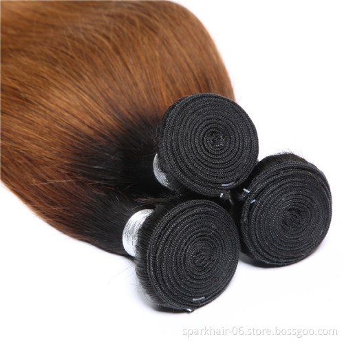 9a 100g SPARK Remy Human Hair Weaving Bundle for Women Weave Hair Extension Brazilian Ombre Black Brown Straight 1b/30